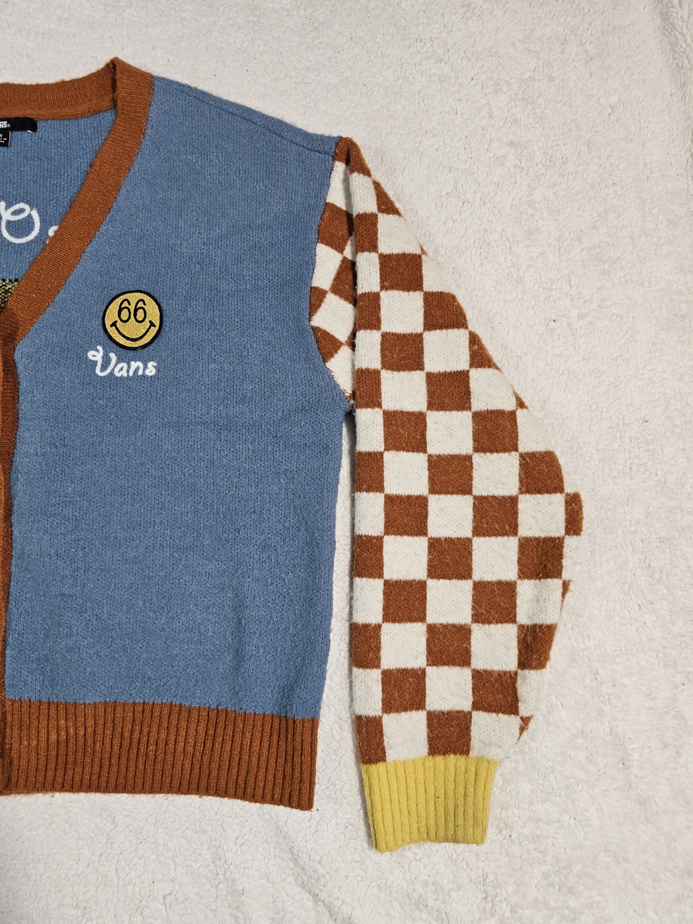 Vans Off The Wall Dusk Downer Checkered Cardigan Sweater Button Woman’s Size S - Picture 5 of 15